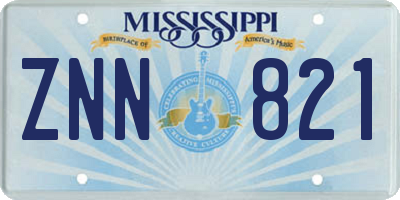 MS license plate ZNN821