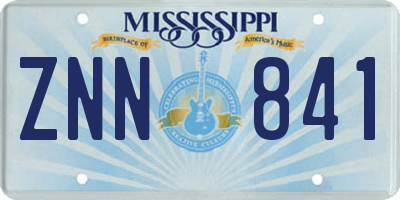 MS license plate ZNN841