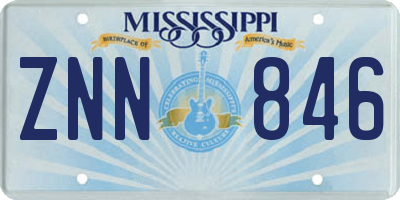 MS license plate ZNN846