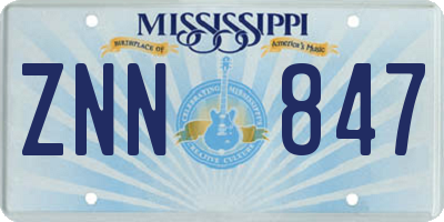 MS license plate ZNN847