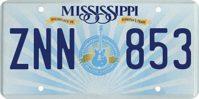 MS license plate ZNN853
