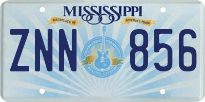 MS license plate ZNN856