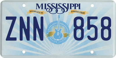 MS license plate ZNN858