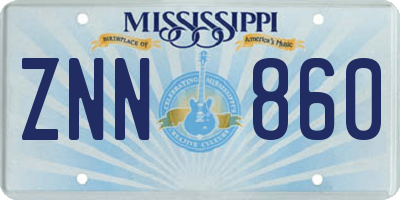 MS license plate ZNN860