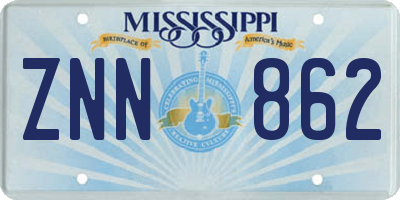 MS license plate ZNN862