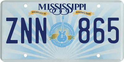 MS license plate ZNN865