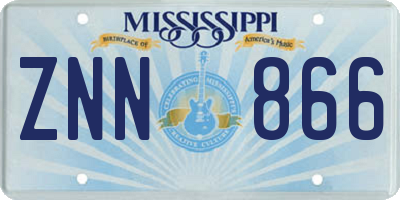 MS license plate ZNN866