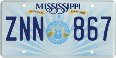 MS license plate ZNN867