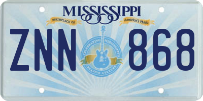 MS license plate ZNN868