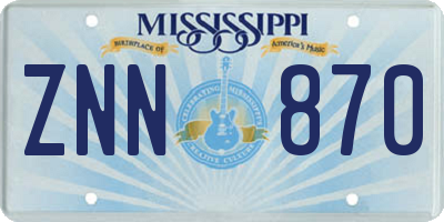 MS license plate ZNN870