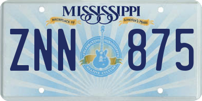 MS license plate ZNN875