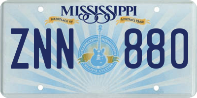MS license plate ZNN880