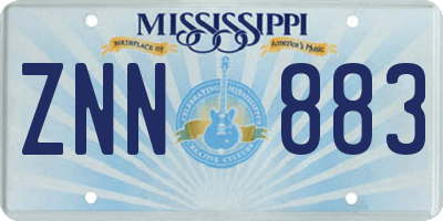 MS license plate ZNN883
