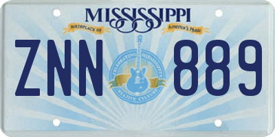 MS license plate ZNN889