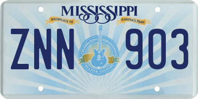 MS license plate ZNN903