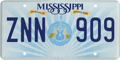 MS license plate ZNN909