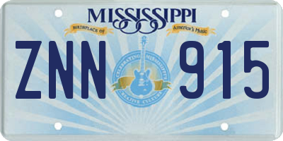 MS license plate ZNN915