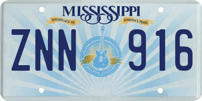 MS license plate ZNN916