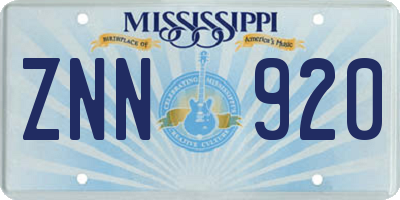 MS license plate ZNN920