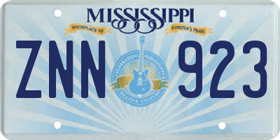 MS license plate ZNN923
