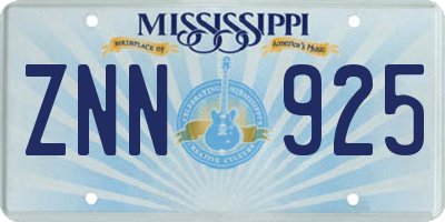 MS license plate ZNN925