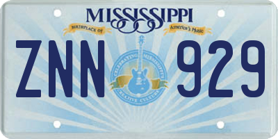 MS license plate ZNN929