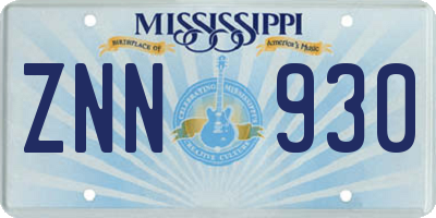MS license plate ZNN930