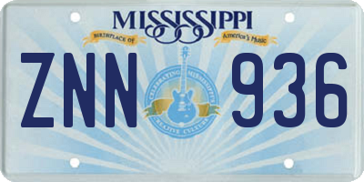 MS license plate ZNN936