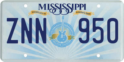MS license plate ZNN950