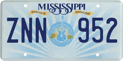 MS license plate ZNN952