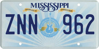 MS license plate ZNN962