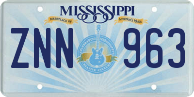 MS license plate ZNN963