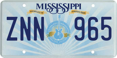 MS license plate ZNN965