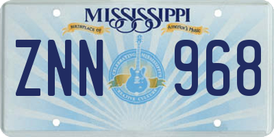 MS license plate ZNN968