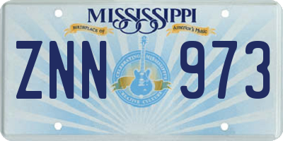 MS license plate ZNN973