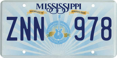 MS license plate ZNN978