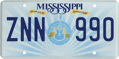 MS license plate ZNN990