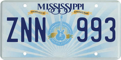 MS license plate ZNN993