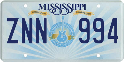 MS license plate ZNN994