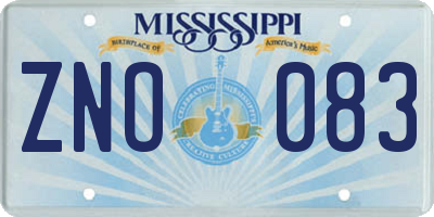 MS license plate ZNO083