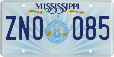 MS license plate ZNO085