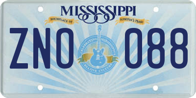 MS license plate ZNO088