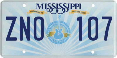 MS license plate ZNO107
