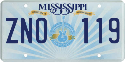 MS license plate ZNO119