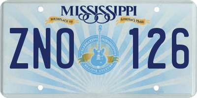 MS license plate ZNO126