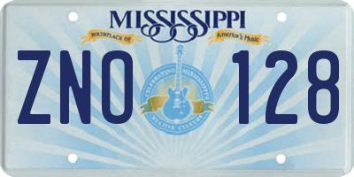 MS license plate ZNO128