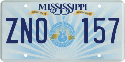 MS license plate ZNO157