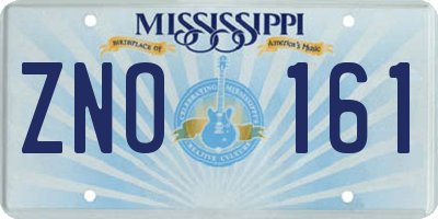 MS license plate ZNO161