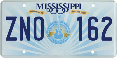 MS license plate ZNO162