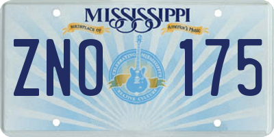 MS license plate ZNO175